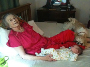 Giada and Zoe with Grandma Ann the night before she died